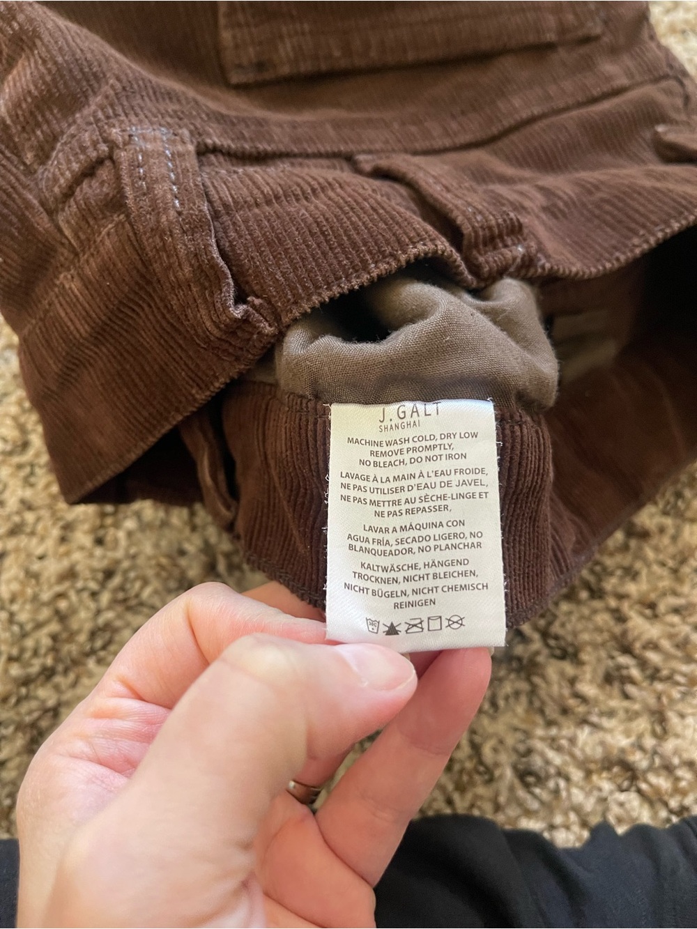 J Galt Brandy Melville Shanghai Brown Corduroy Pants Womens S Mid Rise Flare Y2K - Picture 10 of 10